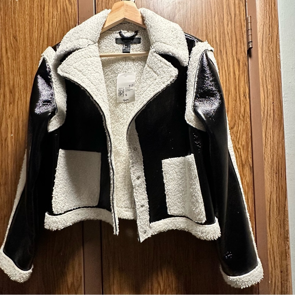 Faux Shearling-Trim Button-Front Jacket - Picture 2 of 3